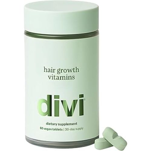 Divi Hair Growth Vitamins for Women and Men - Made with Clean, Vegan, and Science-Backed Ingredients - Promotes Hair Growth, Reduces Shedding, Boosts Thickness and Fullness - 30 Day Supply, 60 Count