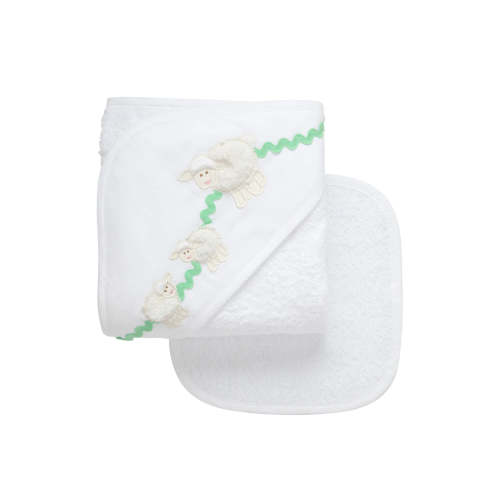 Lamb Hooded Towel & Washcloth Set