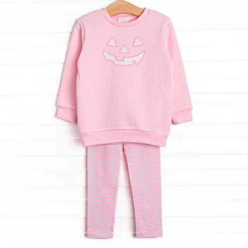 Cozy Carving Applique Legging Set, Pink                          –        Stitchy Fish