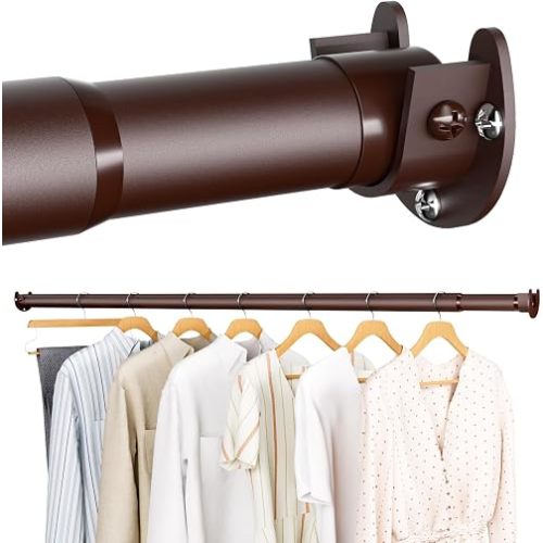 SUTINE Closet Rod - Closet Rods for Hanging Clothes, 17 to 38 inch Adjustable Closet Hanging Rod, Heavy Duty Clothes Rod Clothing Bar, Closet Poles for Hanging Clothes for Wardrobes, Shower Curtain
