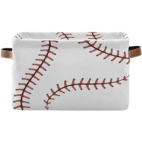 AUUXVA Baseball Storage Basket, Sports Theme Softball Large Storage Bins Box with Handles, Easter Gift Baskets Ideal for Baby Kids, Room Nursery Decor, Organizing Clothes, Toys, Books, Collapsible