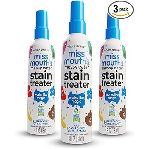 Miss Mouth's Messy Eater Stain Treater Spray - 4oz 3 Pack Stain Remover - Newborn & Baby Essentials - No Dry Cleaning Food, Grease, Coffee Off Laundry, Underwear, Fabric
