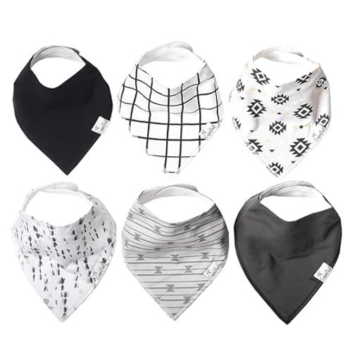 Copper Pearl 6 Pack Soft Cotton Baby Bibs for Drooling and Teething, Absorbent Drool Bibs for Baby Girl and Boy, Adjustable to Fit Newborns to Toddlers, Tons of Styles (Hawk Set)