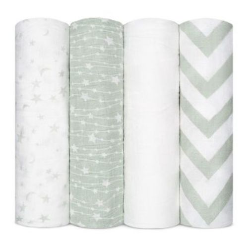Muslin Swaddle Blankets Neutral Receiving Blanket for Boys and Girls by Comfy Cubs (Green)