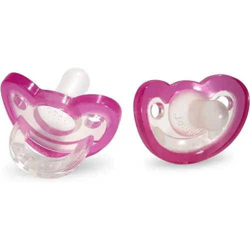 RaZbaby Jollypop Pacifier for Newborns & Up, USA Made, Natural Shaped Orthodontic Binky, Lovingly Shared in NICUs & Hospitals Worldwide, Medical-Grade 100% BPA-Free - 0-3 Months, 2 Pack - Pink