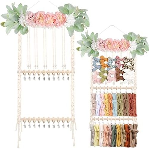 POVETIRE Headband Holder Hair Bows Organizer for Girls,Hair Bow Organizer Hair Accessories Display Storage Wall Hanging Decor for Baby Nursery Toddler Girls Room