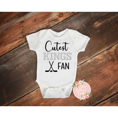 Cutest Kings Fan baby bodysuit or toddler tee, cute newborn, infant, new mom, NHL, hockey, Gerber Onesies® Brand outfit, Los Angeles LA