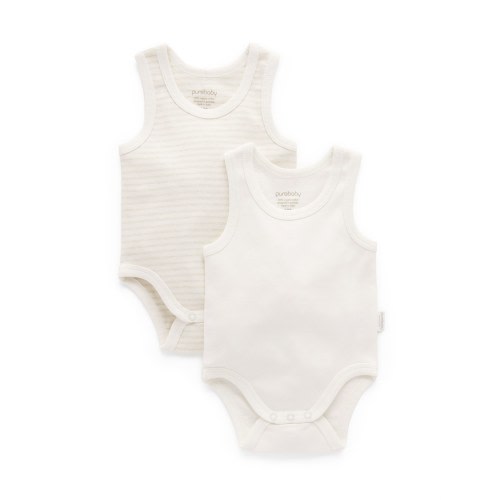 Purebaby 2 Pack Rib Bodysuit