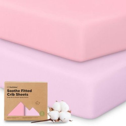KeaBabies 2pk Soothe Fitted Crib Sheets Neutral, Organic Baby Crib Sheets, Fits 52x28 Standard Nursery Baby Mattress (Cotton Candy)