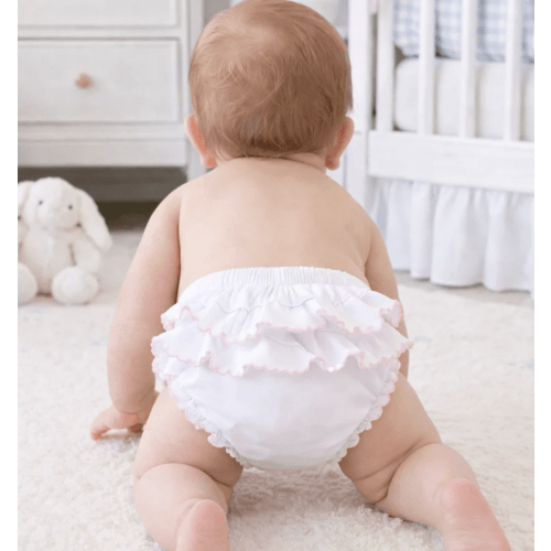 Baby Girl White Diaper Cover with Pink Trim - Pima Cotton - Essentials – Magnolia Baby