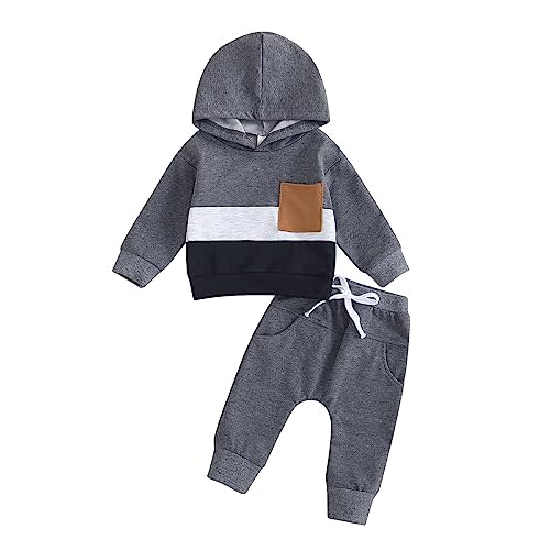 LIOMENGZI Infant Baby Boy Fall Winter Clothes Outfits Hooded Long Sweatshirt Pants Set Toddler Clothes 6 12 18 24 Months 2T