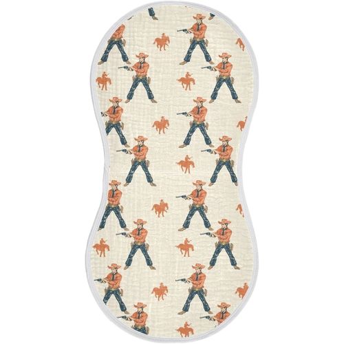 vvfelixl Muslin Burp Cloths Western Cowboy Baby Washcloths for Baby Girl Boys 2 Pack
