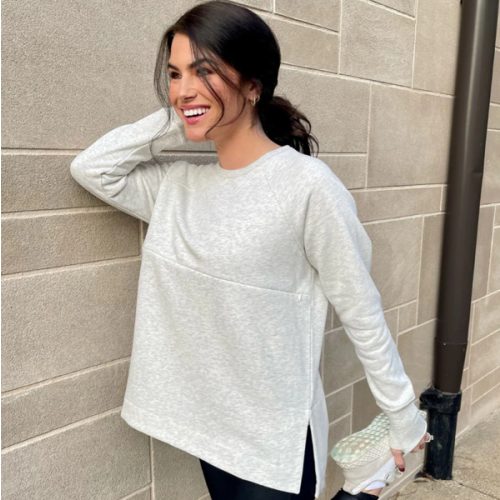 Yoga Nursing Tunic Sweatshirt- Light Heather Gray