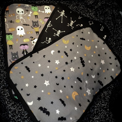 Spooky Baby Burp Cloth Set, Halloween Monster Print, Handmade Fleece Underside