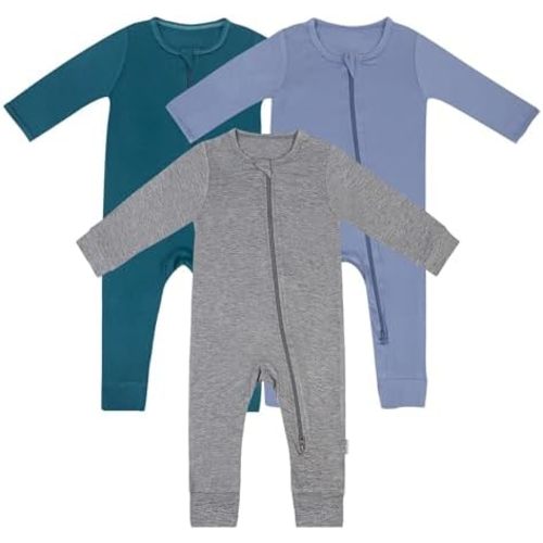 Baby Boys Girls Rayon Footless Long-Sleeve One-Piece Romper Baby Jumpsuit Newborn Clothes 3-Pack