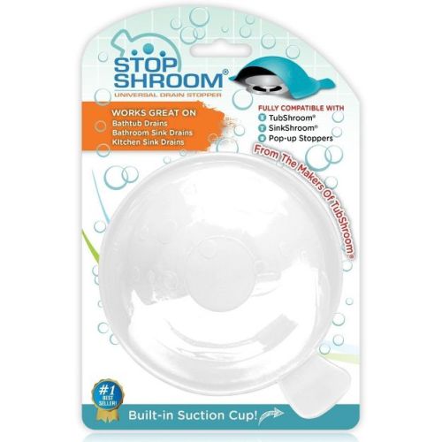 StopShroom (White) Universal Stopper Cover for Bathtub, Bathroom, and Kitchen Drains from TubShroom