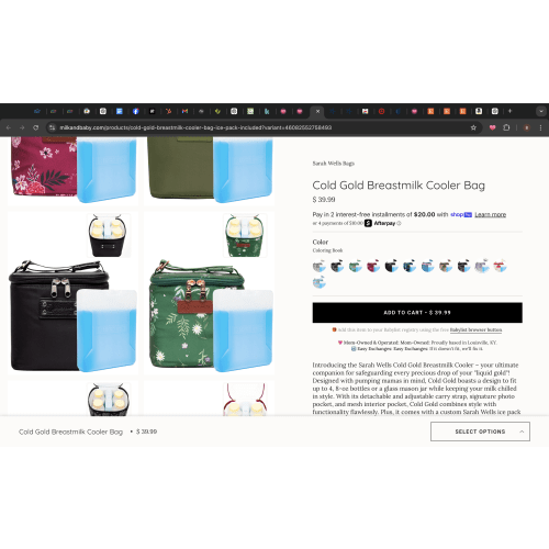 Cold Gold Breastmilk Cooler Bag | Milk & Baby – Milk & Baby