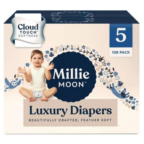 Millie Moon Luxury Diapers, Size 5, 108 Count Pack