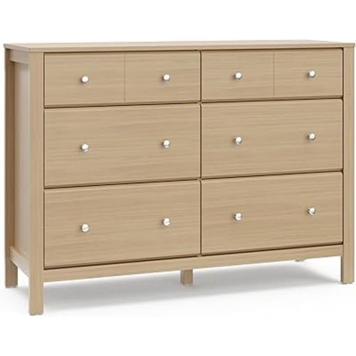 Storkcraft Horizon 6 Drawer Dresser (Driftwood) – GREENGUARD Gold Certified Dresser for Nursery & Kids’ Room, Modern Storage with Interlocking Drawer System