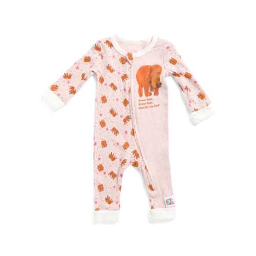 Newborn Girls Brown Bear Book Pajama Coveralls | Family Pajamas | Marshalls