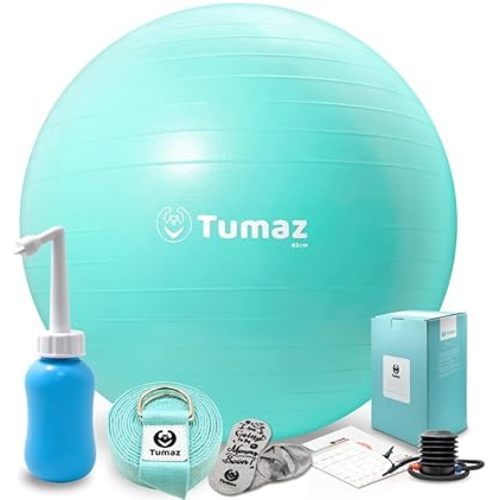 Tumaz Birth Ball - Birthing Ball for Pregnancy & Labor - Including Birthing Ball/Peri Bottle/Yoga Strap/Non-Slip Socks - Pregnancy Ball for Exercises Set with Quick Foot Pump & Instruction Poster