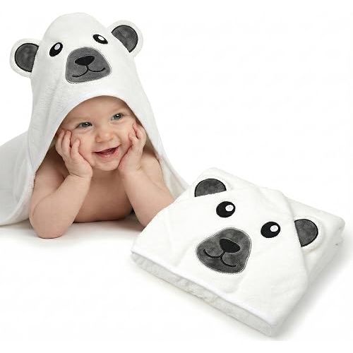 Premium Baby Towel for Bath with Hood, Extra Soft Fabric, Bear, White
