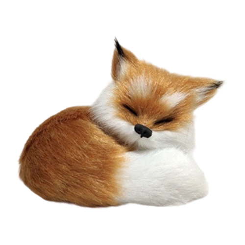 SSNTSY 3.1" x 2.8" Simulation Fox Toy Mini Fox Plush Lying Fox Model Realistic Fox Statue Doll Faux Fox Collectible Gift for Office Home Decoration