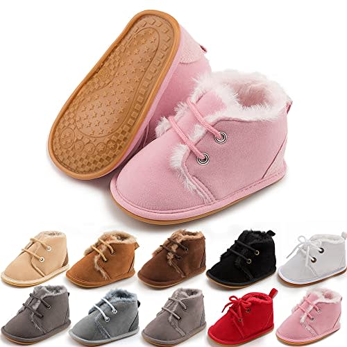 Meckior Baby Booties Newborn Infant Unisex Baby Girls Boys Velvet Rubber Anit-Slip Sole Shoes Toddler Fleece Cozy Winter Warm Prewalker Boots