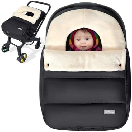 Orzbow Baby Winter Car Seat Cover, Coral Fleece, Universal Fit, Black