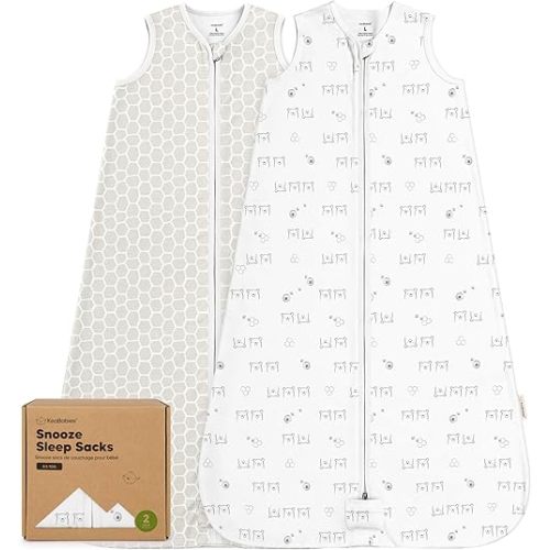 2-Pack Baby Sleep Sacks,Zipper Wearable Blanket,100% Cotton (BumbleBear, L)