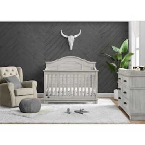 Simmons Kids Asher 6-in-1 Convertible Crib with Toddler Rail-Greenguard Gold Certified, Rustic Mist
