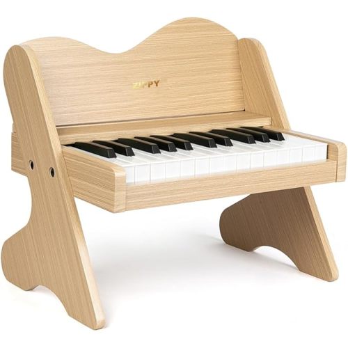 ZIPPY Kids Piano Keyboard, 25 Keys Digital Piano for Kids, Volume Adjustable, Mini Music Educational Instrument Toy, Wood Toy for Toddlers Girls Boys (Oak)