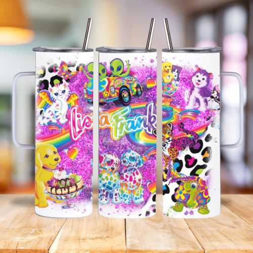 Groovy 90s Leopard Print Tumbler: Lisa Frank Cup, 20oz Insulated Travel Mug
