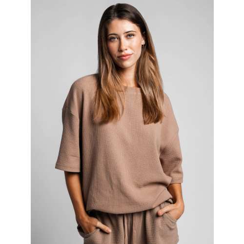 Waffle Lounge Tee | Waffle Knit Top | Comfrt