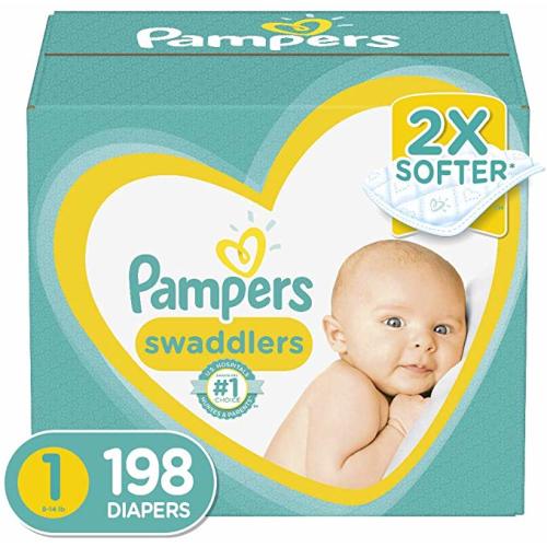 Diapers Newborn/Size 1 (8-14 lb), 198 Count - Pampers Swaddlers Disposable Baby Diapers, ONE MONTH SUPPLY - Size 1  (198 Count)
