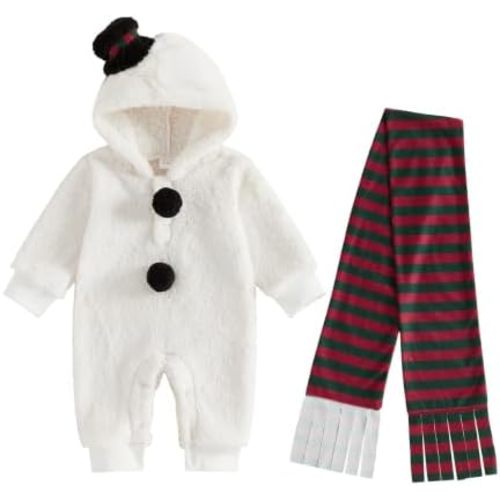 Baby Boy Girl Fleece Jumpsuit Snowsuit Christmas Outfits