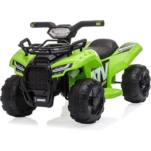 Kids Ride on ATV, 6V Battery Powered Kids Electric Vehicle, 4 Wheeler Quad w/Headlights, MP3, USB, Volume Control, Large Seat, Electric Ride on Toys Best Gifts for 18-36 Months Boys Girls (Black)