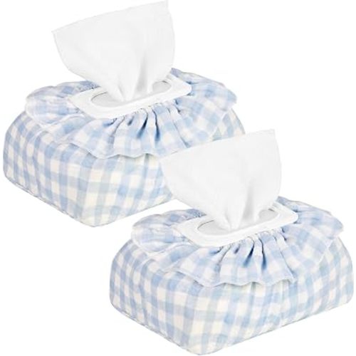 2 Pack Baby Wipes Cover, Muslin Cotton Wipes Dispenser, Blue