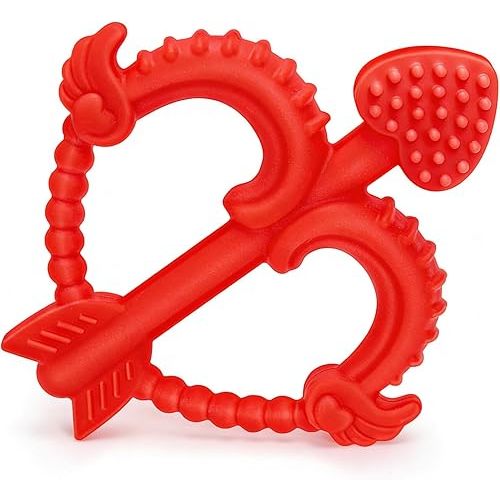 Valentines Heart Baby Teething Toys for Babies 0-36 Months, Easy for Little Hands to Hold,Cupid Bow and Arrow Soft Teether Toy, Surface texture for Teething Relief, Perfect Valentine's Gift for Babies