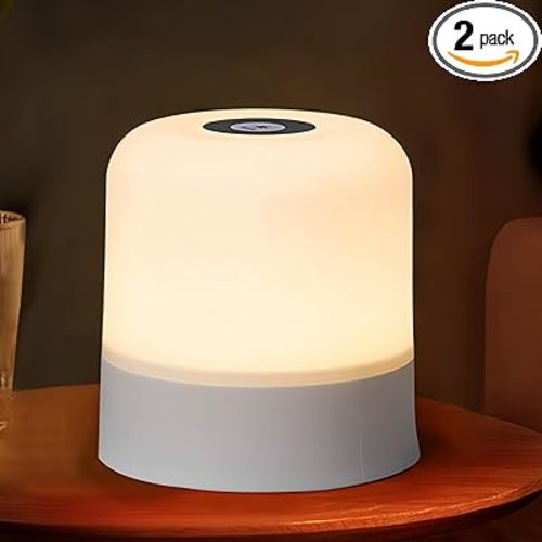 Portable Baby Night Light, 3 Color Egg Lights for Nursery, 2400mAh, Small Rechargeable LED Lamp, Dimmable Touch Nightlight for Newborn, Toddler, Kids, Adults 2 Pack