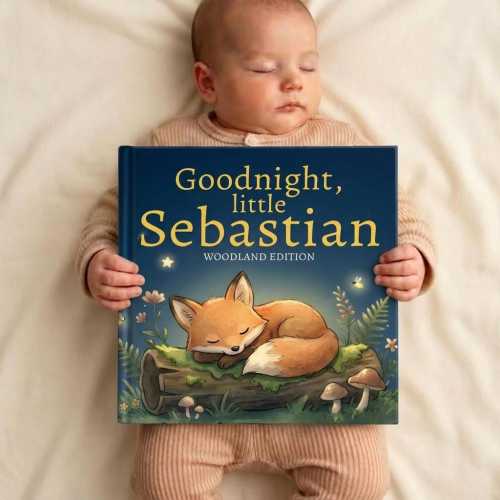 Personalized Fox Bedtime Story Book, Custom Little Fox Book, Woodland Nursery Decor Gift, Fox Theme Baby Keepsake, Baby Shower Gift