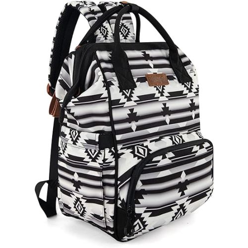 Montana West Wrangler Callie Diaper Bag Backpack with Stroller Straps Multifunction Baby Travel Bag WG2204-9110BK