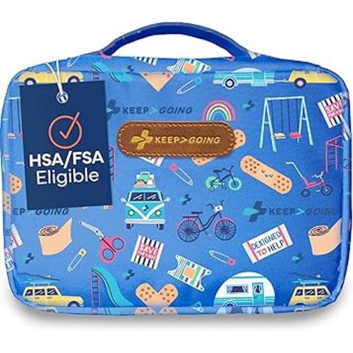 KeepGoing Large Home First Aid Kit for Kids – 270 Pc. for Car, Home, Dorm, & Boat with Latex-Free Bandages – 10 x 7 x 3.5 in. Travel First Aid Kit (Signature)