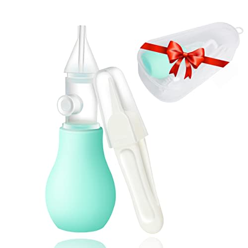 Nasal Aspirator for Baby, Snot Nose Sucker for Baby, Baby Nose Sucker Bulb, Baby Ear Cleaner, Booger Picker for Infants, Booger Remover, with Cleaning Brush, Safe Hygienic, Reusable (with Travel Case)