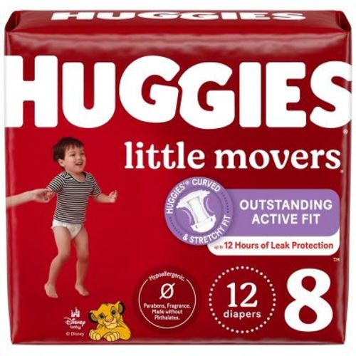 Huggies Little Movers Diapers - Size 8 - 12ct