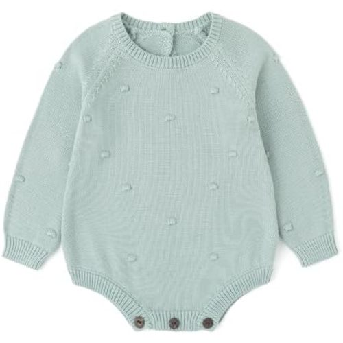 Simplee kids Baby Girls Kint Romper Fall Long Sleeve Rompers Newborn Baby Solid Overall Jumpsuit Outfits