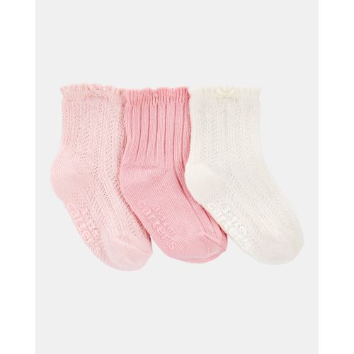 Baby Girl 3-Pack Pointelle Booties - Pink/White - Carter's | Carter's