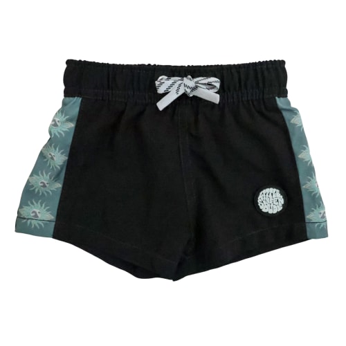 Black Coastal Sol Little Surfer Dude Swim Trunks