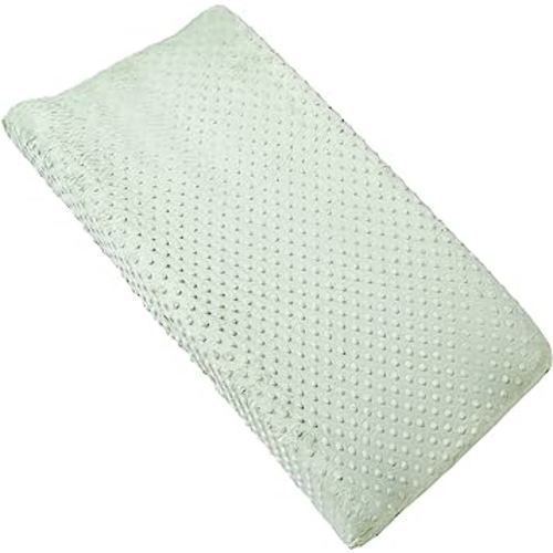 Solid Changing Table Pad Cover Cradle Sheet, Fits 32"/34''x16 Contoured Diaper Changing Pad, Ultra Soft Cozy Dots Plush Changing Table Covers, Breathable Wipeable Removable (Green)