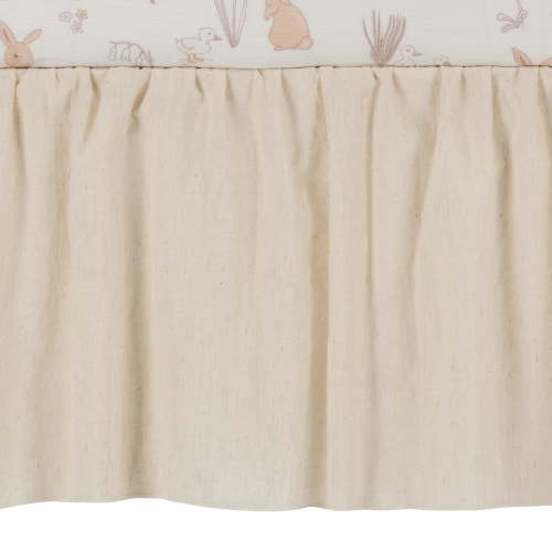 Lambs & Ivy Signature Creamy Ivory Cotton/Linen Baby Crib Skirt / Dust Ruffle